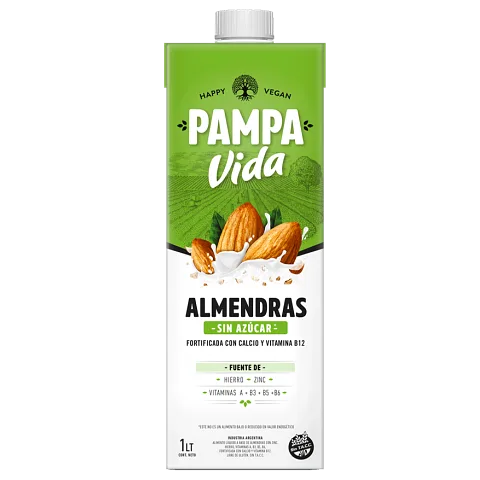Leche de Almendras Original sin Azucar Pampa Vida x 1 lt x 8 u (Pampa Vida)