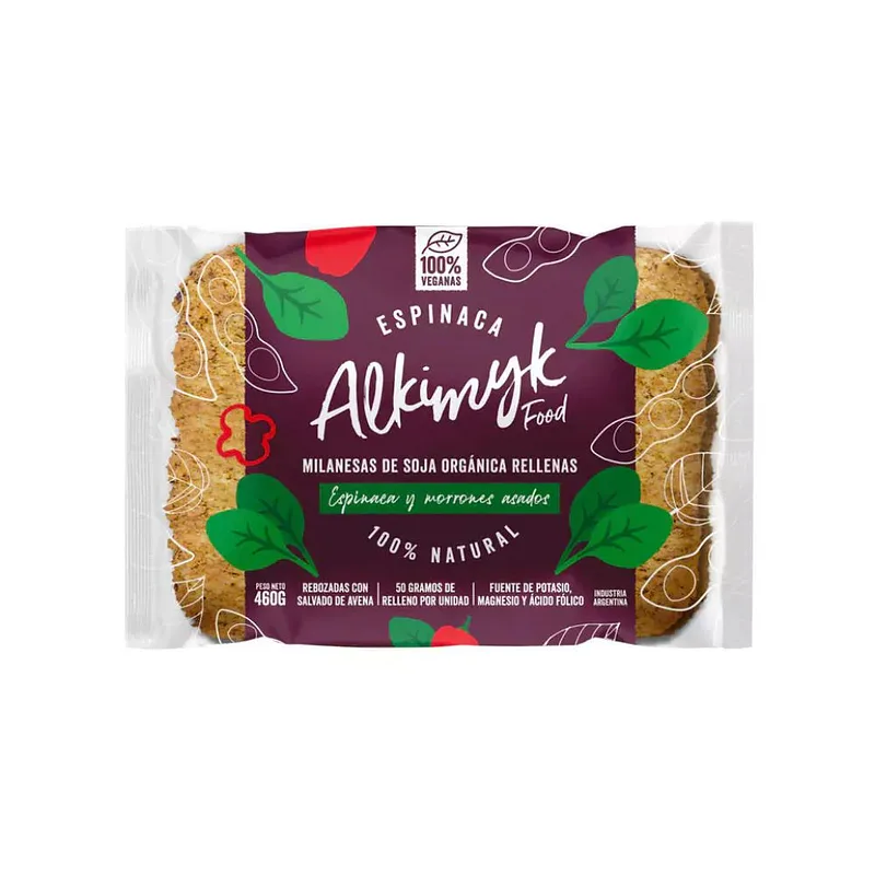 Milanesa de Soja Rellena de Espinaca x 460 gr (Alkimyk Food)