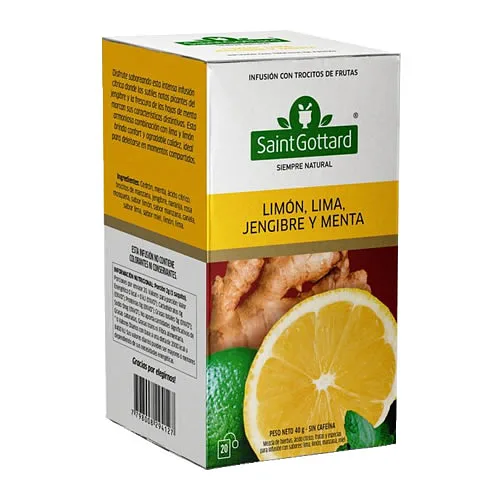 Infusion Adelgafruta Limon Lima Jengibre y Menta x 20 u (Saint Gottard)
