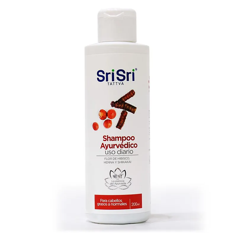 Shampoo Ayurvedico de Uso Diario con Hibisco, Henna y Shikakai x 200 ml (Sri Sri)