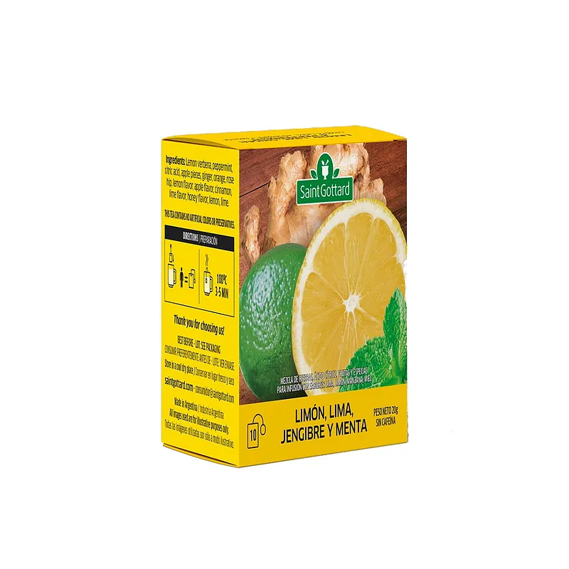 Te Limon Lima Jengibre y Menta x 10 u (Saint Gottard)