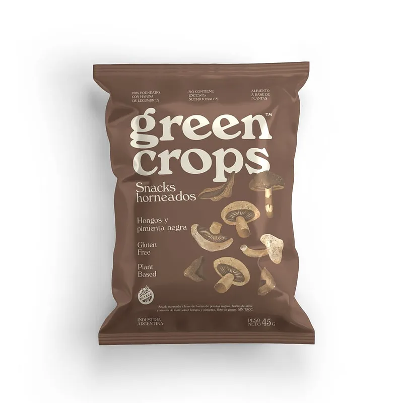 Snacks Horneados Hongos y Pimienta Negra x 45 gr (Green Crops)