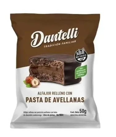 Alfajor Relleno de Pasta de Avellanas x 50 gr x 12 u (Dantelli)