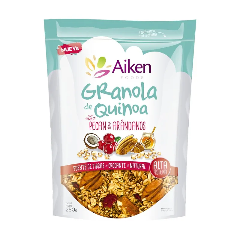 Granola de Quinoa con Nuez Pecan y Arandanos x 250 gr (Aiken)