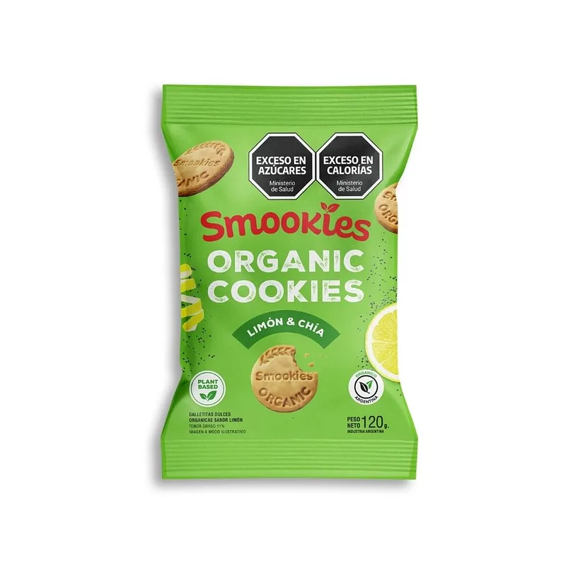 Premium Organic Cookies de Limon y Chia x 120 gr (Smookies)