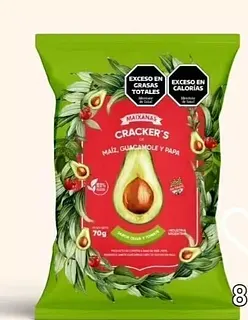 Crackers Maiz Papa y Mandioca Sabor Guacamole x 70 gr (Maixanas)