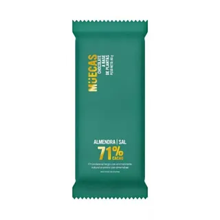Chocolate 71% Cacao con Almendras Tostadas y Sal Marina x 80 gr (Muecas)