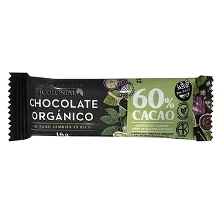 Chocolate Organico 60% Cacao x 16 gr (Colonial)