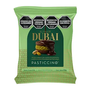 Alfajor Dubai Relleno de Crema de Pistacho x 55 gr (Pasticcino)