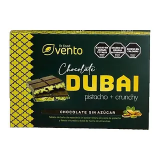 Chocolate Dubai Pistacho + Crunchy sin Azucar x 150 gr (Vento Fit)
