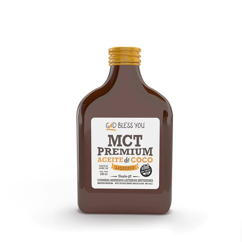 Aceite de Coco Liquido Petaca Mct Premium x 200 ml (God Bless You)