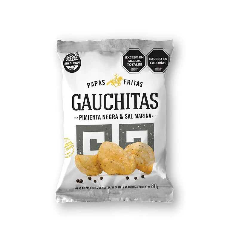 Papas Fritas con Pimienta Negra x 80 gr (Gauchitas)