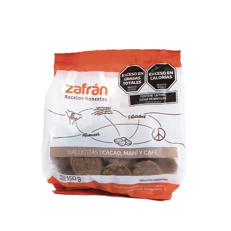 Galletitas Cacao Mani y Cafe x 150 gr (Zafran)