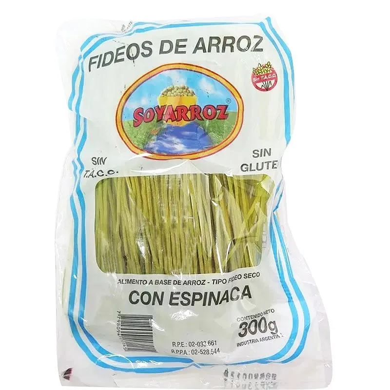 Fideos SoyArroz Sin Tacc Espinaca x 300 gr (Soyarroz)
